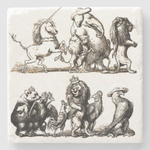 Animal Cute Art Unicorn Elephant Lion Zoo Stone Coaster