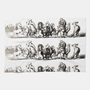 Animal Cute Art Unicorn Elephant Lion Zoo Tea Towel