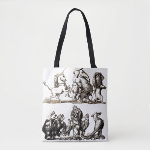 Animal Cute Art Unicorn Elephant Lion Zoo Tote Bag