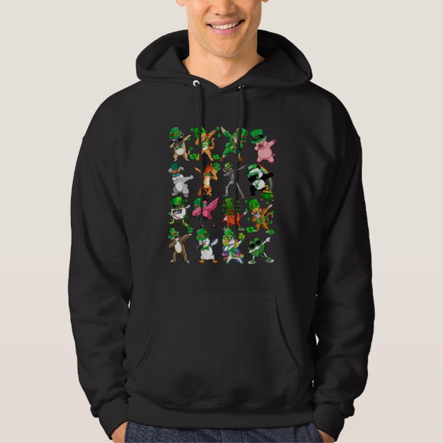 Animal Dabbing St Patricks Day Dog Cat Rabbit Unic Hoodie (Front)