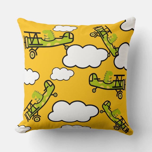 Animal Dinosaur Pilot Nursery Art Cushion (Front)