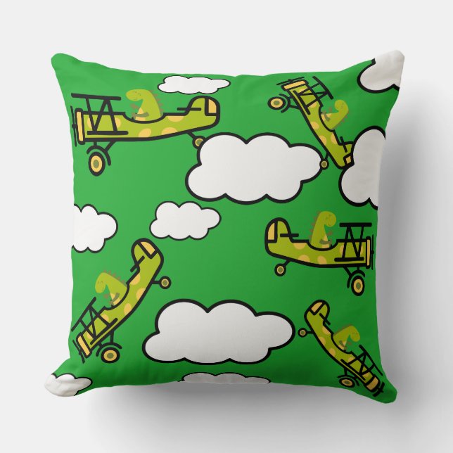 Animal Dinosaur Pilot Nursery Art Cushion (Front)