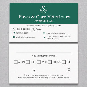 Animal Doctor Veterinary Office Appointment Business Card