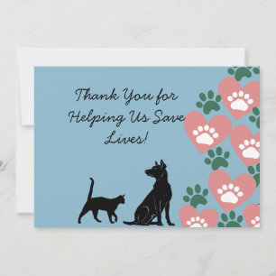 Animal Dog and cat rescue Thank You Card