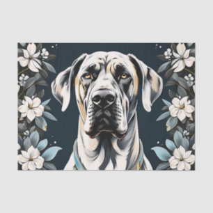 Animal Dog Great Dane Floral Tissue Paper