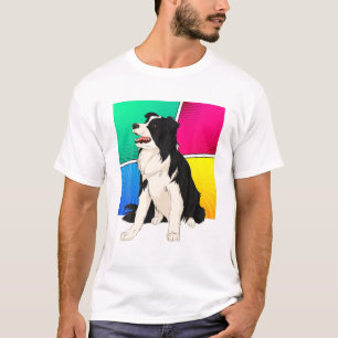 Animal Dog Lover Pet Dog Owner Pop Art Border Coll T-Shirt