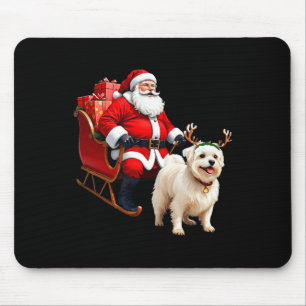 Animal Dog Lover Santa Sleigh Maltese Reindeer Chr Mouse Pad