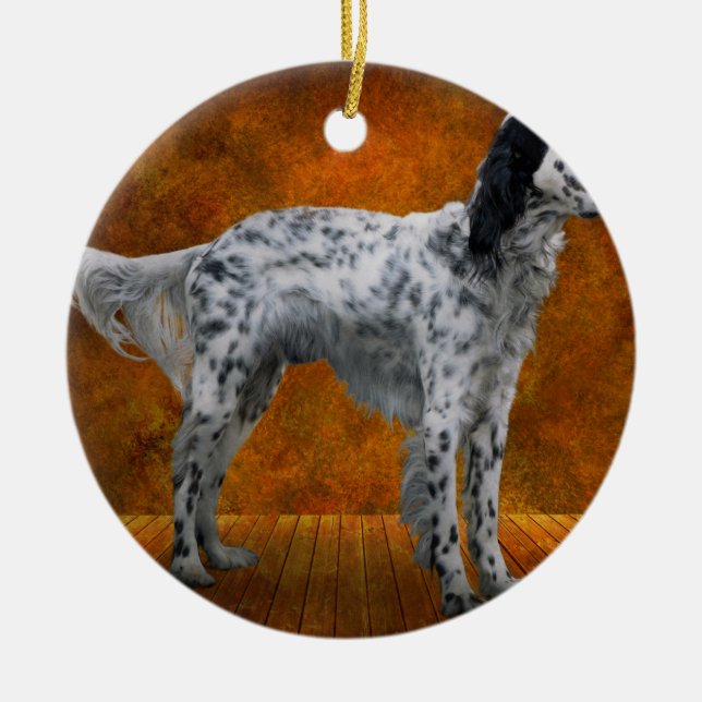 Animal - Dog - The English Setter Ceramic Tree Decoration (Front)