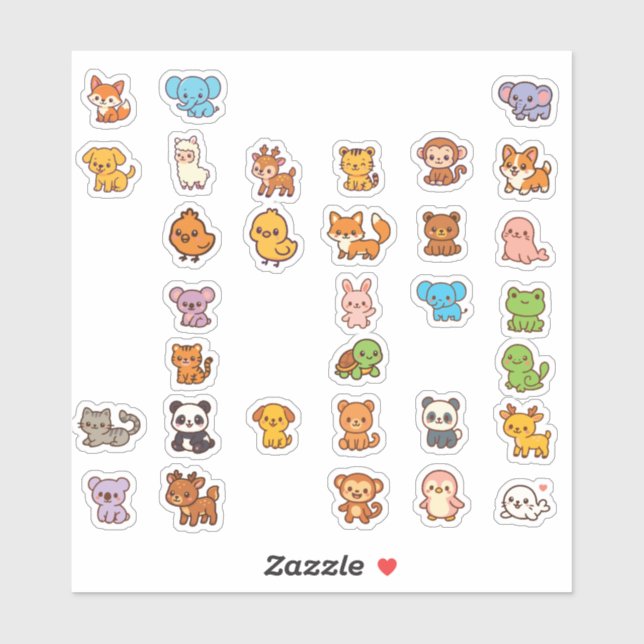 Animal doodles Cartoon Sticker Pack (Sheet)