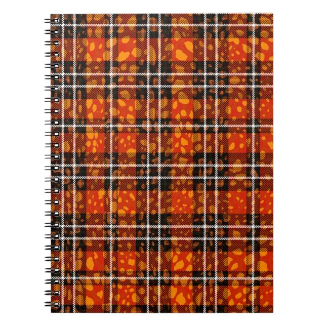 Animal Dots Plaid Mix Pattern Seamless Art. Fabric Notebook (Front)
