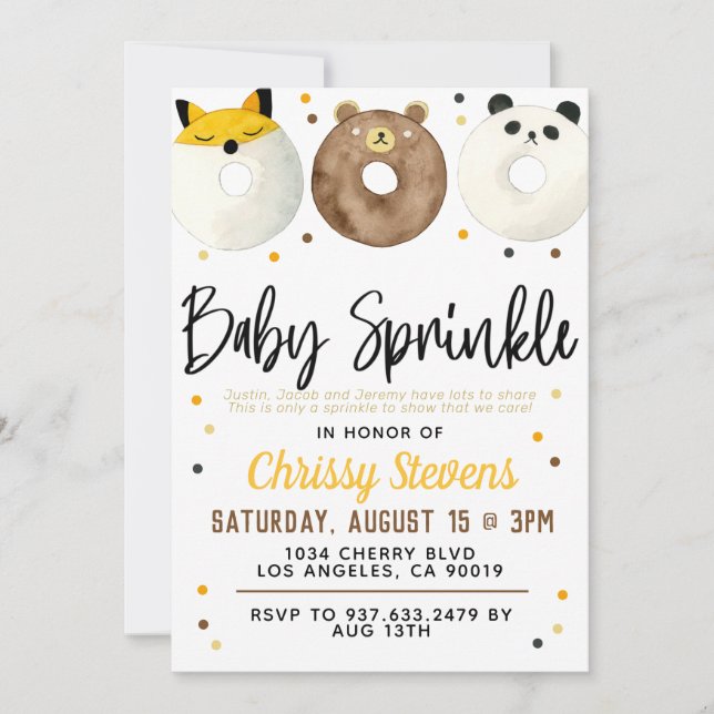 Animal Doughnut Baby Sprinkle Shower Invitation (Front)