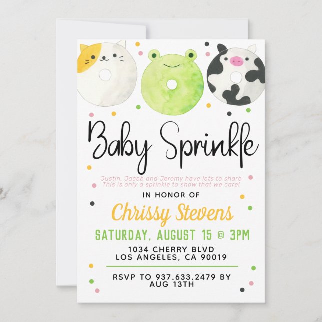 Animal Doughnut Baby Sprinkle Shower Invitation (Front)