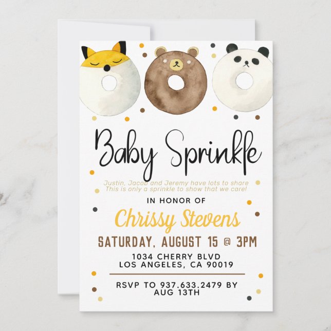 Animal Doughnut Baby Sprinkle Shower Invitation (Front)
