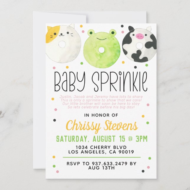 Animal Doughnut Baby Sprinkle Shower Invitation (Front)