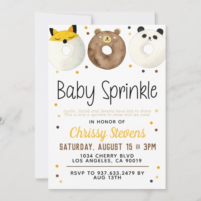 Animal Doughnut Baby Sprinkle Shower Invitation (Front)