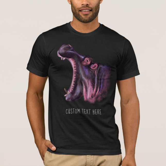 Animal Drawing Collection Big Hippo Add Your Text T-Shirt (Front)