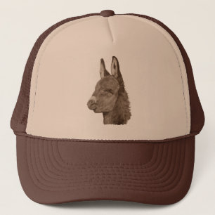 animal drawing of cute donkey trucker hat