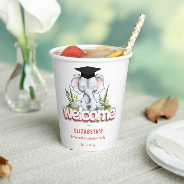 Animal Elephant Kids Graduation Party Paper Cups (Insitu)