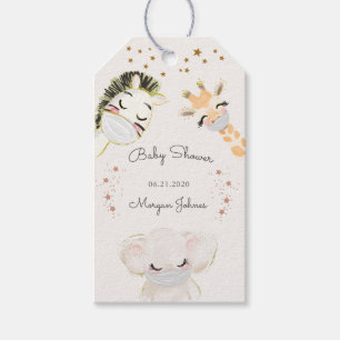 animal face mask baby shower monogram gift tags
