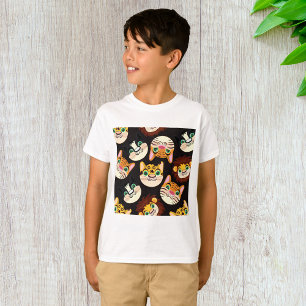 Animal Faces Pattern Cats Lions Dogs T-Shirt