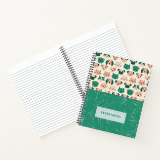 Animal Faces seamless – Vintage Green Split Notebook