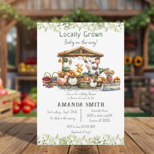Animal Farmers Market Locally Grown Baby Shower Invitation