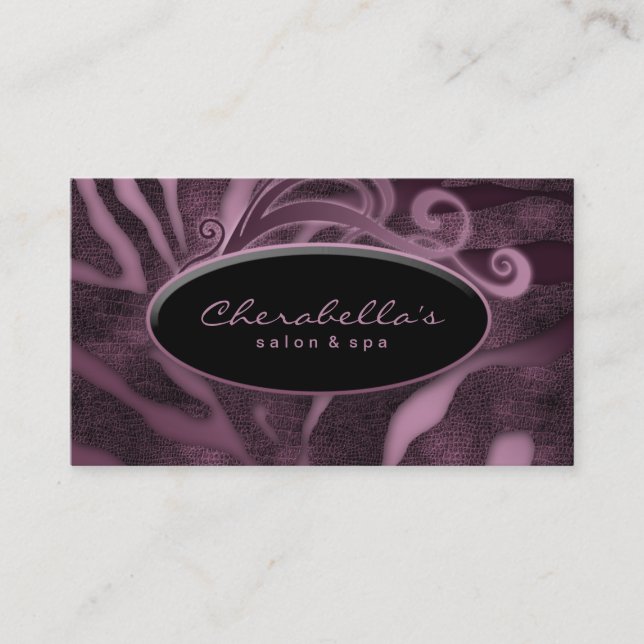 Animal Fashion Salon Spa Business Card Zebra Purp (Front)