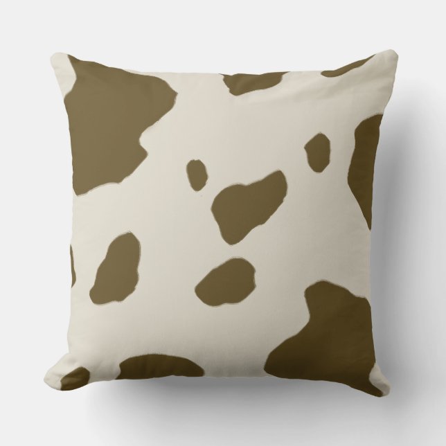Animal Faux Fur Print Brown Cow Spots Outdoor Cushion (Front)