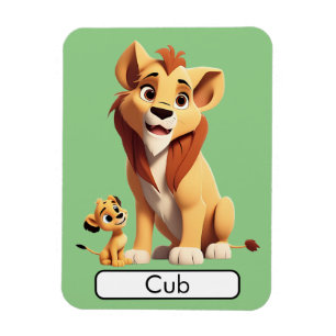 Animal Flashcard Lion/Cub, kids, animals, Learning Magnet