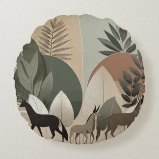 Animal Flat Art - Round Pillow
