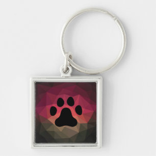 Animal footprint, pet paw, geometric design key ring