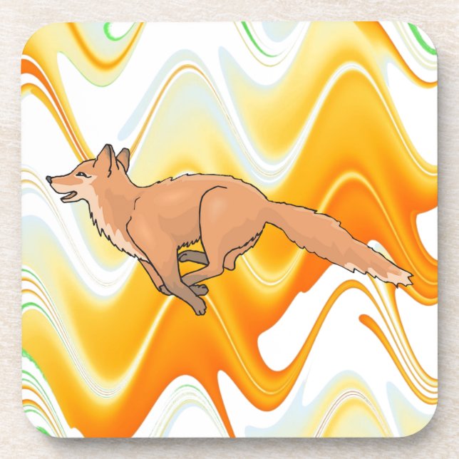 Animal Fox Forest Office Party Shower Digital Art Coaster (Front)