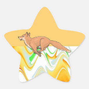 Animal Fox Forest Office Party Shower Digital Art Star Sticker