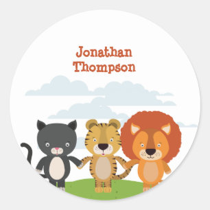 Animal Friends Birthday   Classic Round Sticker