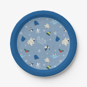 Animal Friends "Bye Buddy" Winter Pattern Paper Plate