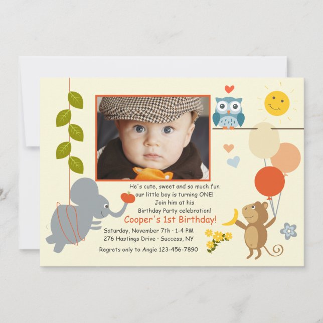 Animal Friends Photo Invitation (Front)