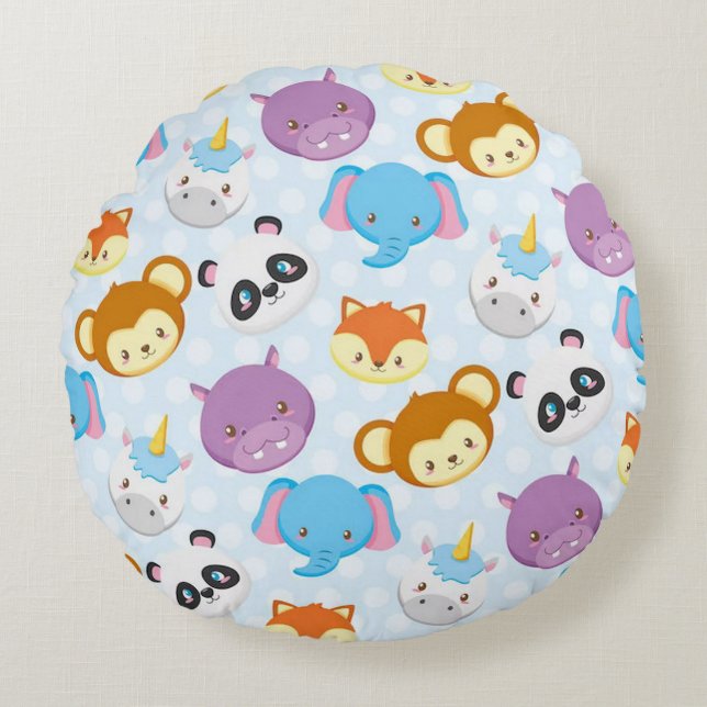 Animal Friends Round Pillow (Front)