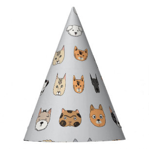 Animal Fun: Cats Dogs Doodle Mix Party Hat