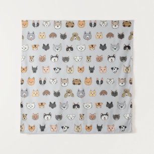 Animal Fun: Cats Dogs Doodle Mix Tapestry