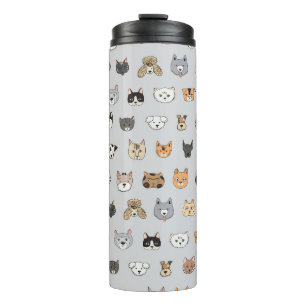 Animal Fun: Cats Dogs Doodle Mix Thermal Tumbler