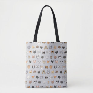 Animal Fun: Cats Dogs Doodle Mix Tote Bag