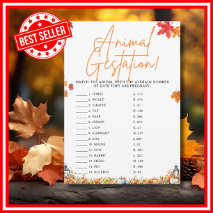 ANIMAL GESTATION Baby Shower Game LITTLE PUMPKIN Invitation