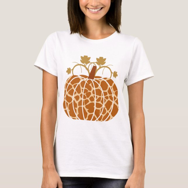 Animal giraffe print pumpkin halloween fall autumn T-Shirt (Front)
