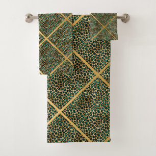 ANIMAL GREEN LEOPARD PRINT LUXURY GRID TOWEL