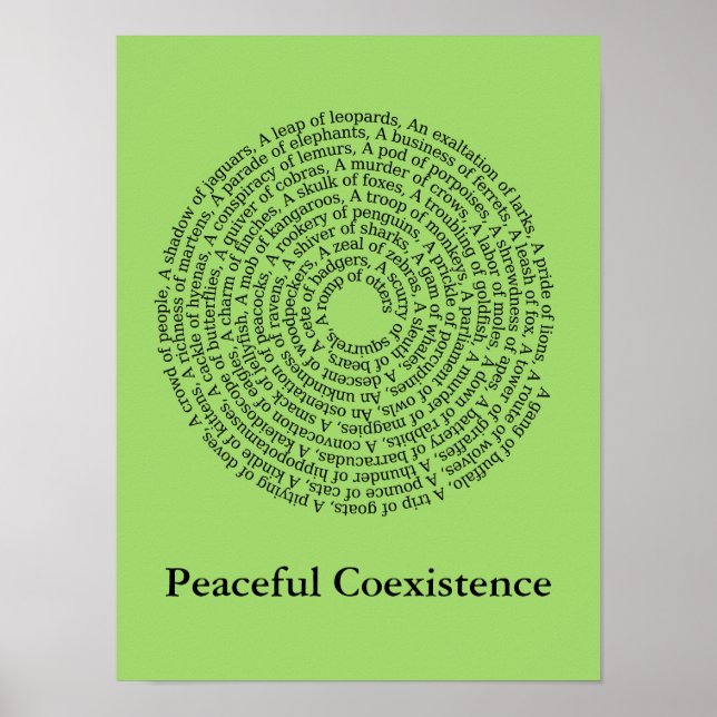 Animal Group Names/Peaceful Coexistence Poster (Front)