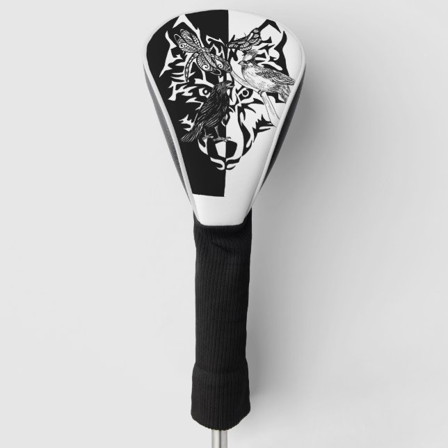 Animal Guides in Black and White Golf Head Cover (Front)