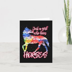 Animal Horse Riding Equestrian Women Girls Colorfu Card