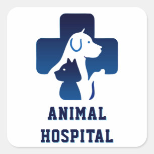 🏥 Animal Hospital Logo Veterinary Medical Centre  Square Sticker