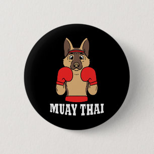 Animal Humor Thai Kickboxing Funny Dog Muay Thai  6 Cm Round Badge
