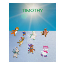 Animal Ice Skating Poster